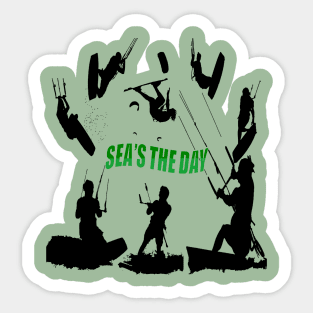 Kitesurfer Pattern Black Silhouette Seas The Day Fun Pun 2 Sticker